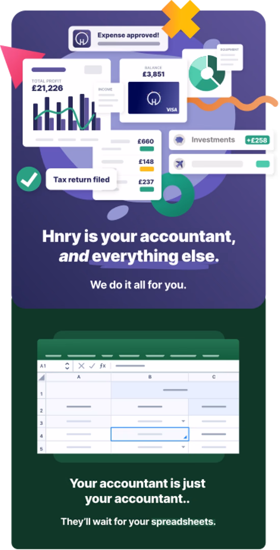 Comparison between traditional accountants and Hnry showing Hnry's advantages for sole traders