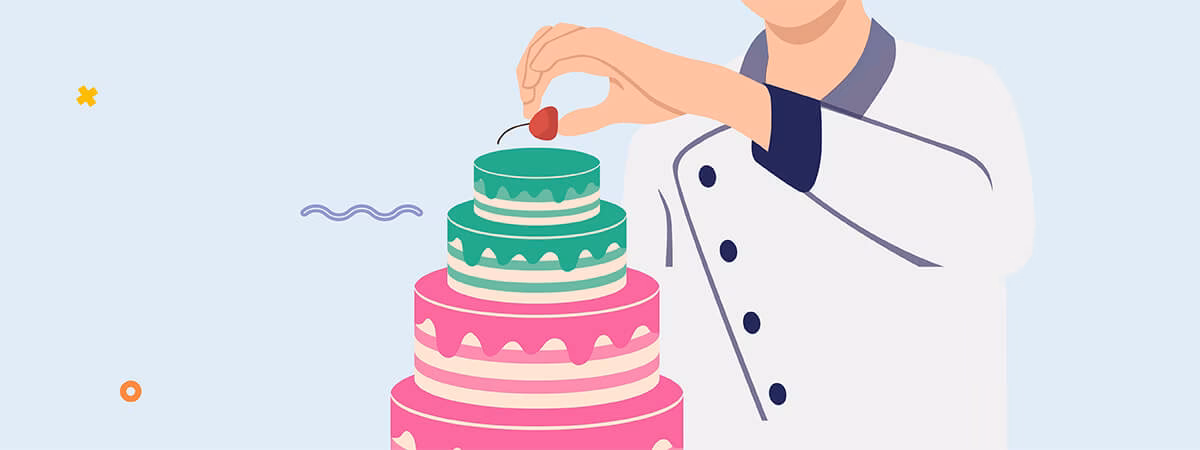 Baker with cake