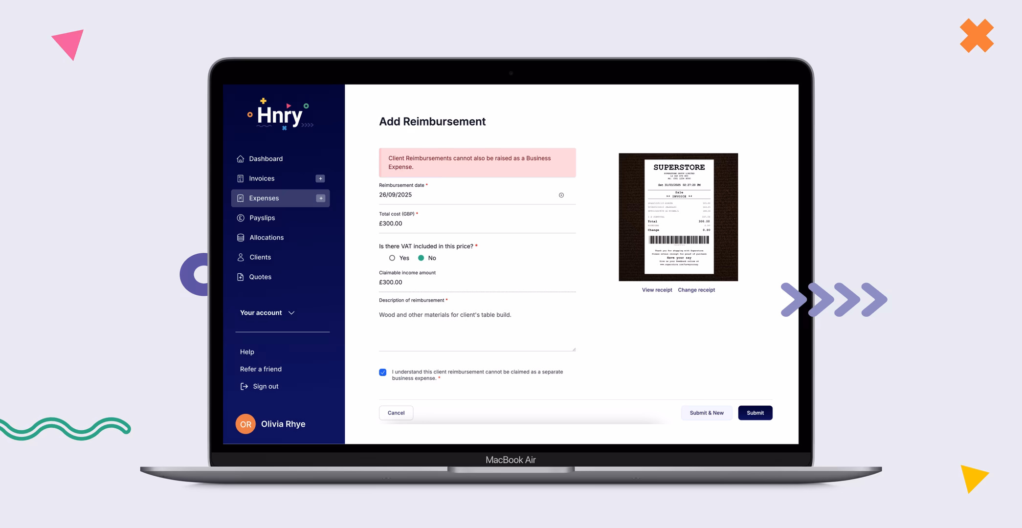 Adding a reimbursement