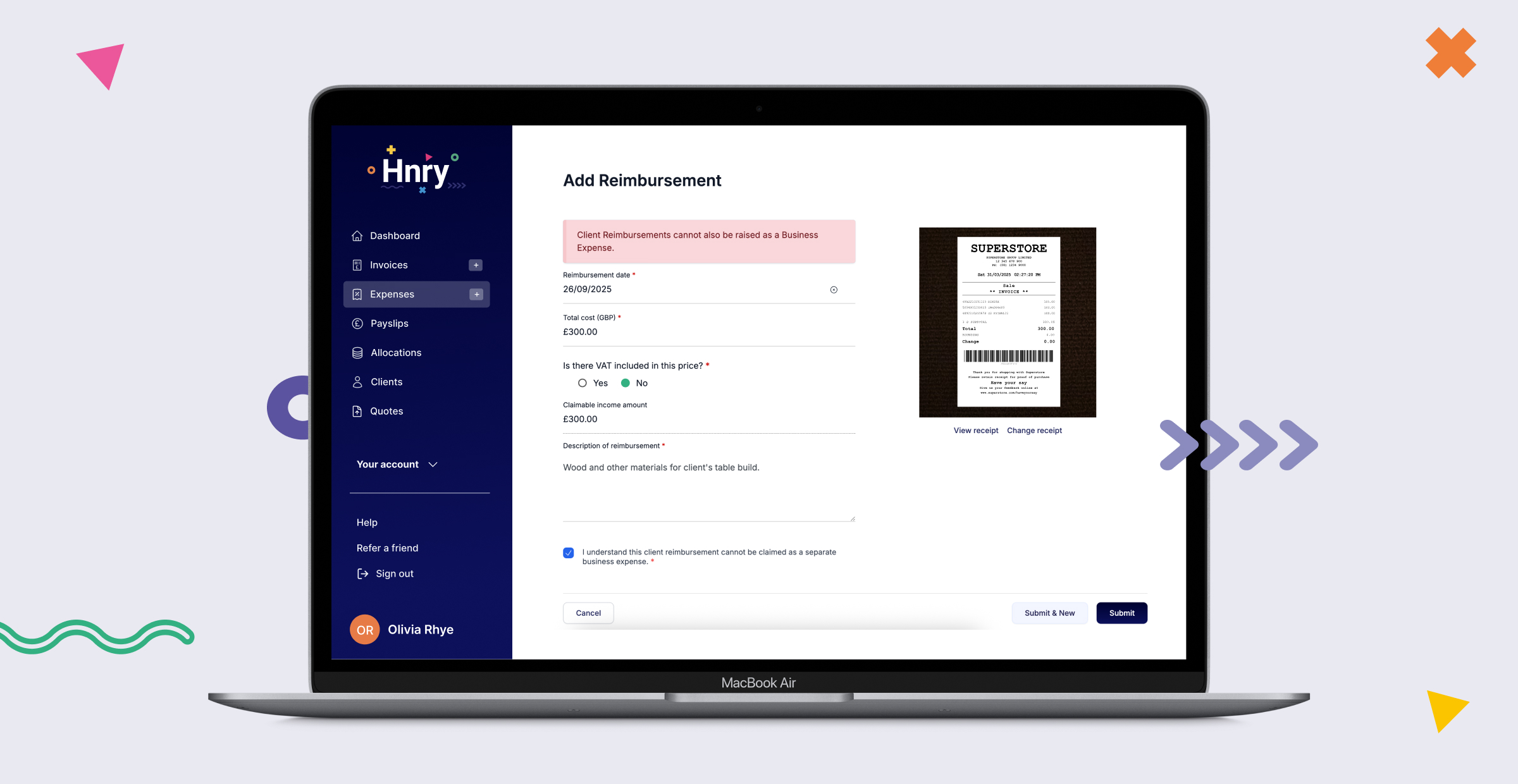 Adding a reimbursement