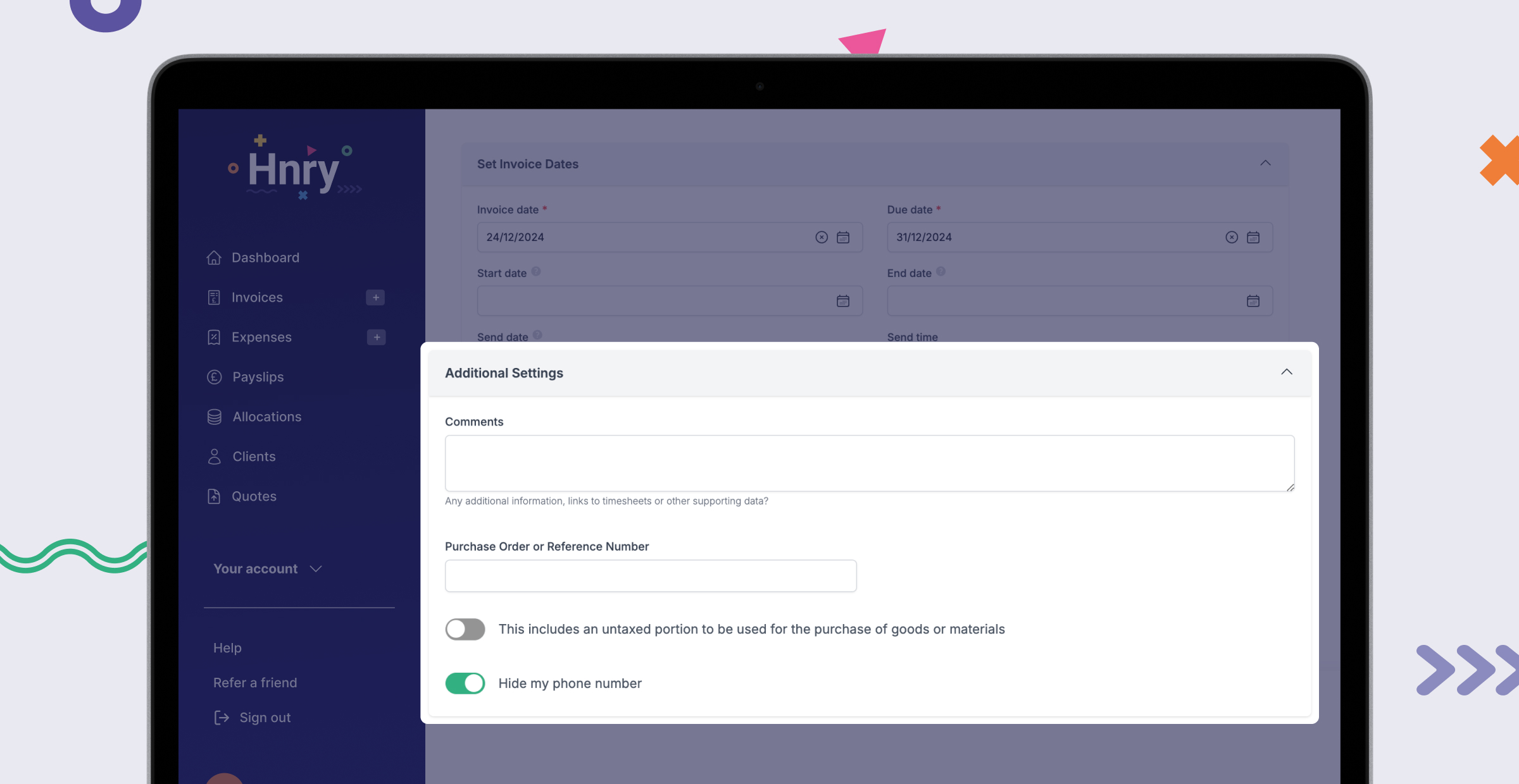 Additional settings