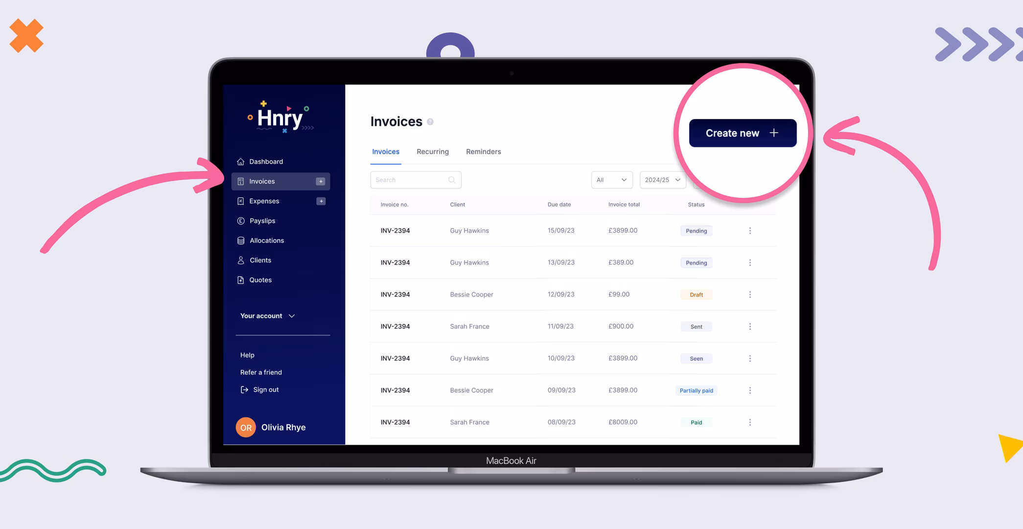 Create new invoice