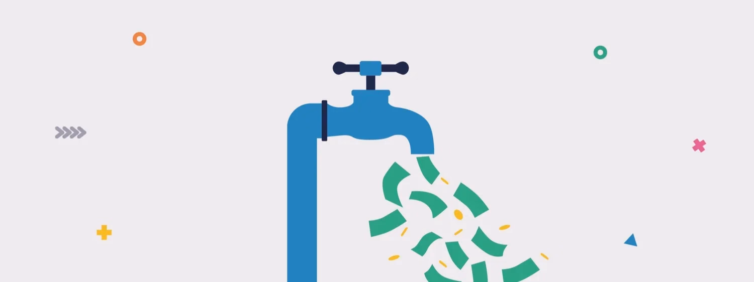 Tap with money pouring out