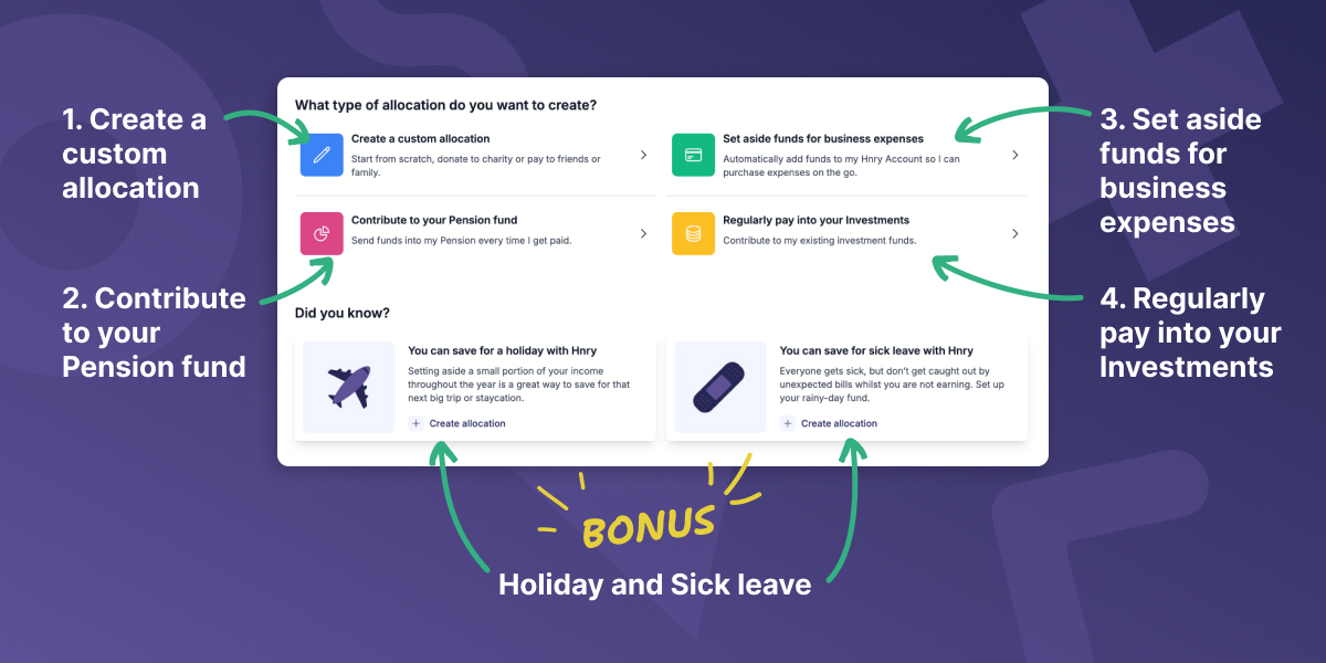 Types of allocations you can create