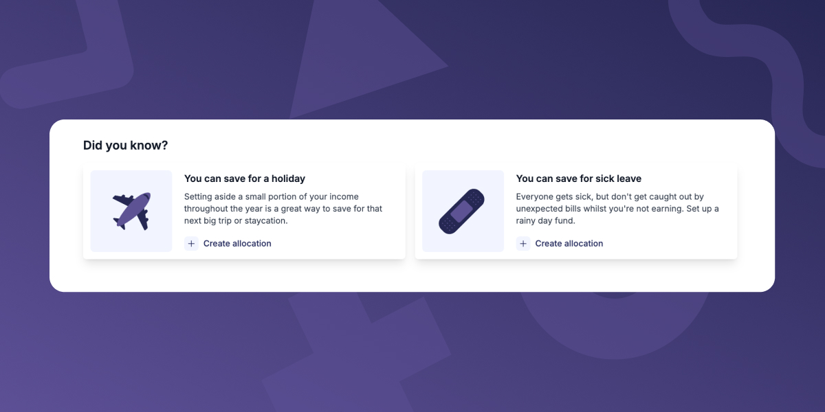 Holiday and sick leave allocation options