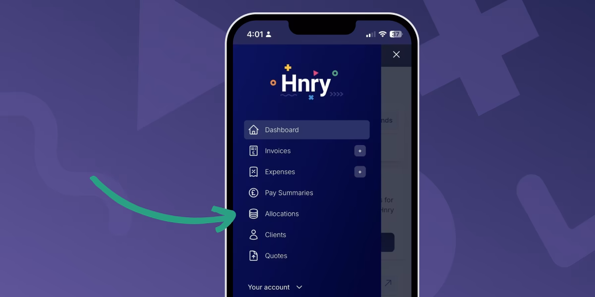 Selecting allocations from the menu