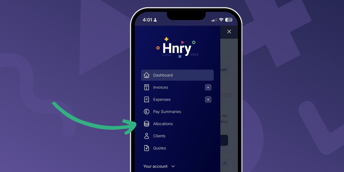 Selecting allocations from the menu