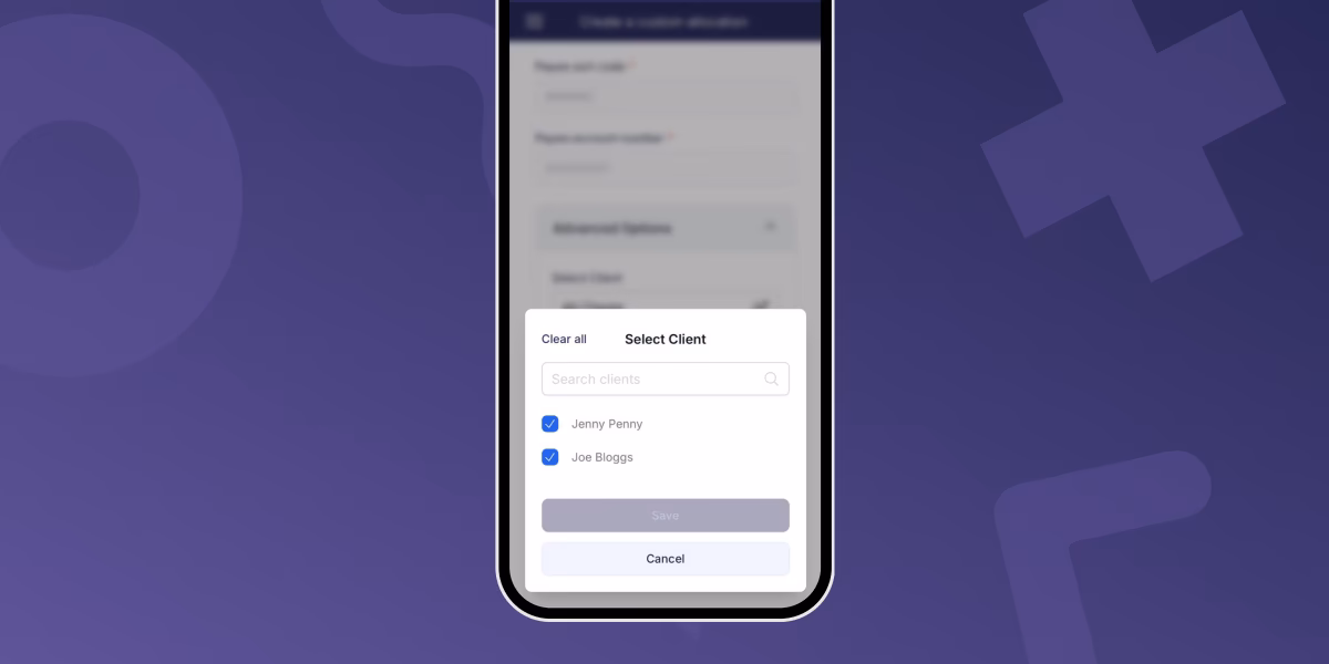 Select client for allocations