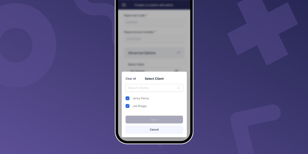 Select client for allocations