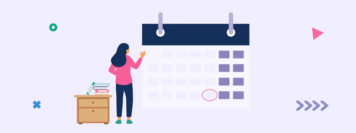 Woman looking at calendar