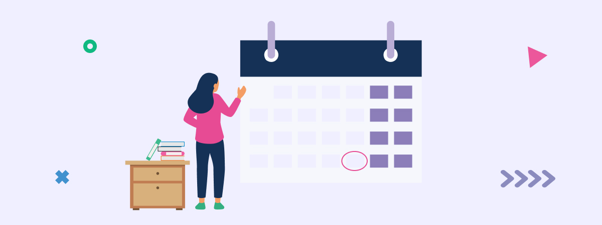 Woman looking at calendar