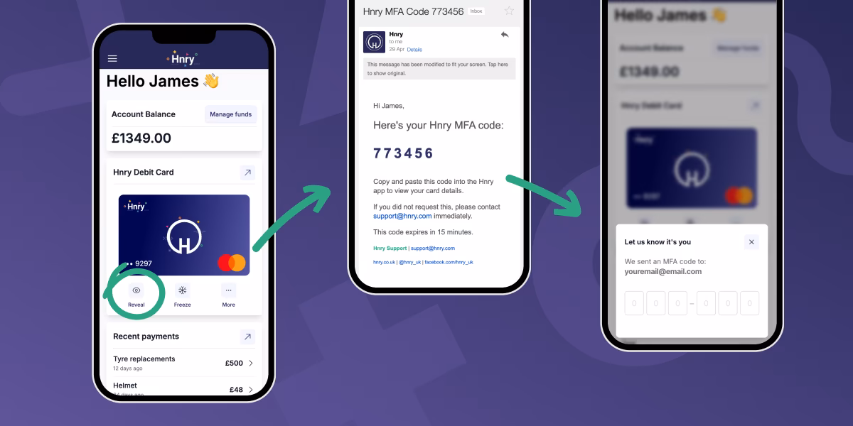Reveal your card details